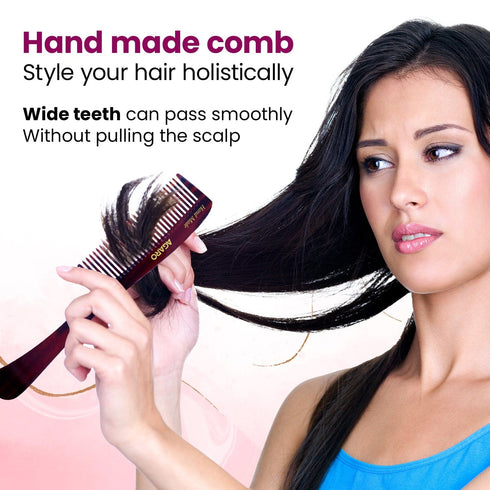 AGARO Hand Made Cellulose Acetate Comb HMC79, All Fine Tooth Dressing Comb, Smooth Rounded Teeth, Hair Styling, Hair Brushing, Hair Dressing, Brown